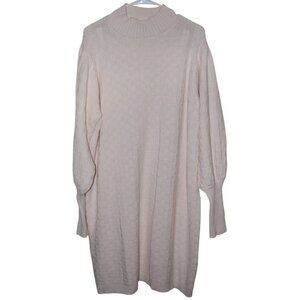 ELOQUII Light Pink Cotton Cable Knit Warm Sweater Dress Cottagecore Plus - 18/20
